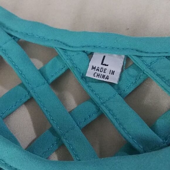 Teal lattice back A line dress size large - Picture 11 of 11